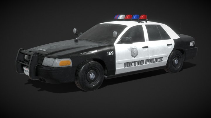 2001 Crown Victoria Police Interceptor Game Prop 3D Model
