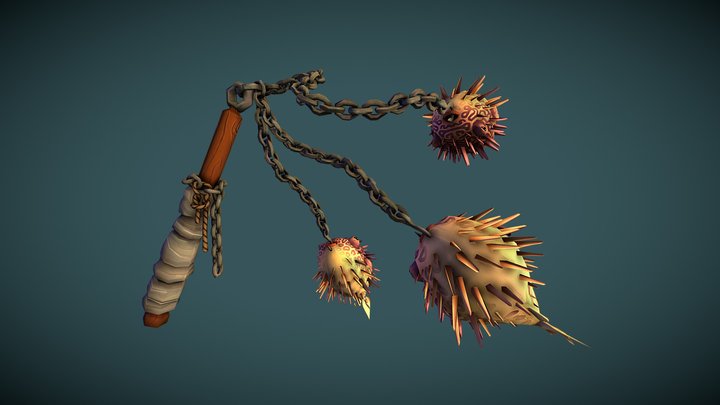 Rilka's perilous puffer-flail - DAE weaponcraft 3D Model