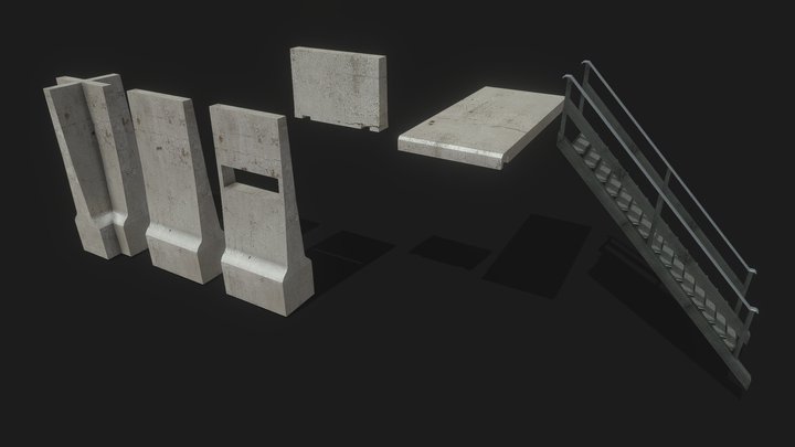 Kit Fortification Lowpoly #001 3D Model